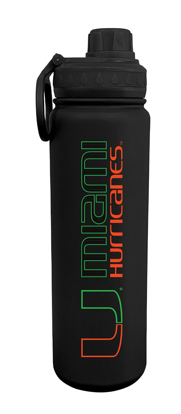 Miami Hurricanes Miami Nights Stainless Steel Sports Bottle - Black