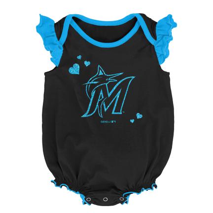 Miami Marlins Infant Girls Double Trouble 2 Piece Creeper Set - Blue/Black
