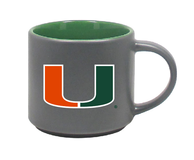 Miami Hurricanes 16oz Norwich Ceramic Mug - Grey w/Green Interior