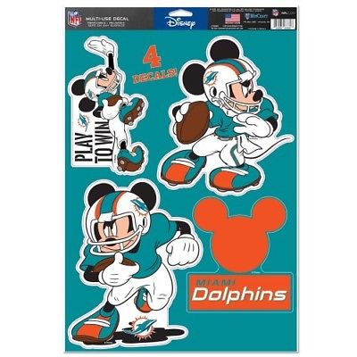 Miami Dolphins 11" x 17" Multi-Use Mickey Decals