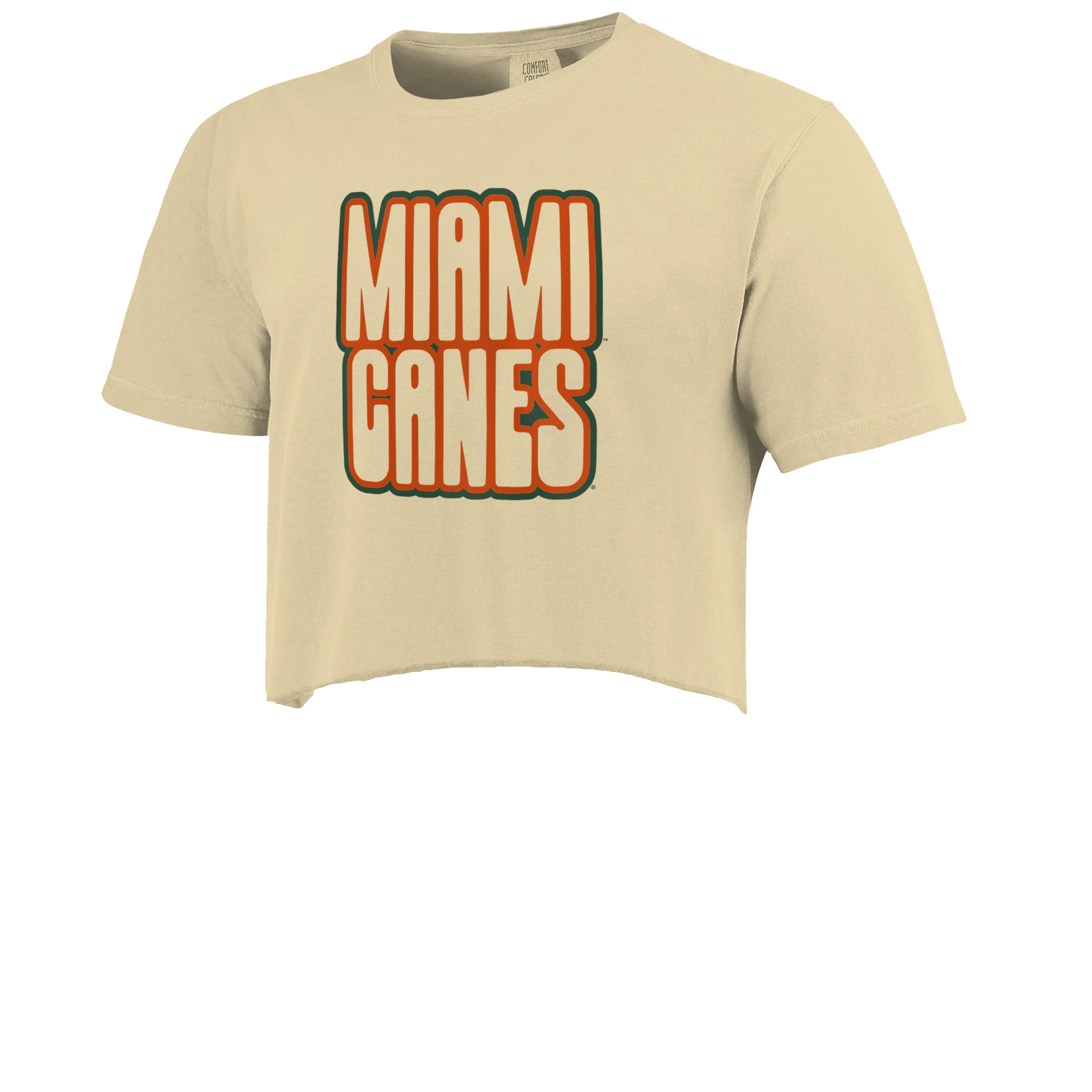Miami Hurricanes Women's Retro Outline Crop Top T-Shirt - Cream