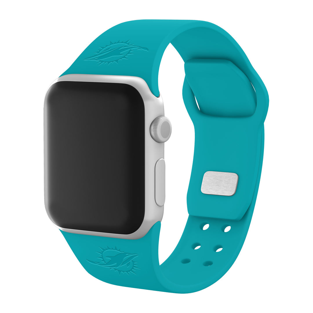Miami Dolphins Debossed Apple Watch Band - Teal