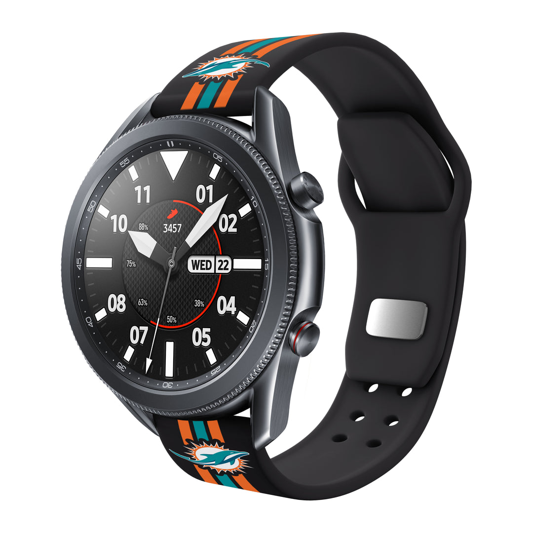 Miami Dolphins Quick Change Silicone Watch Band - Stripes
