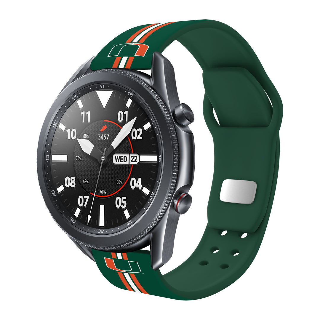Miami Hurricanes Quick Change Silicone Watch Band - Stripes
