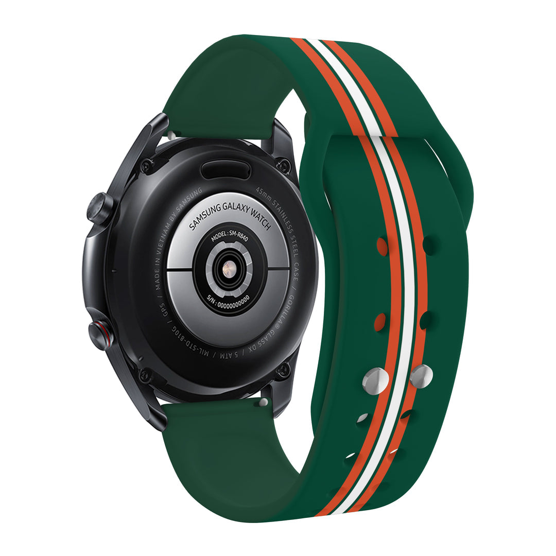 Miami Hurricanes Quick Change Silicone Watch Band - Stripes