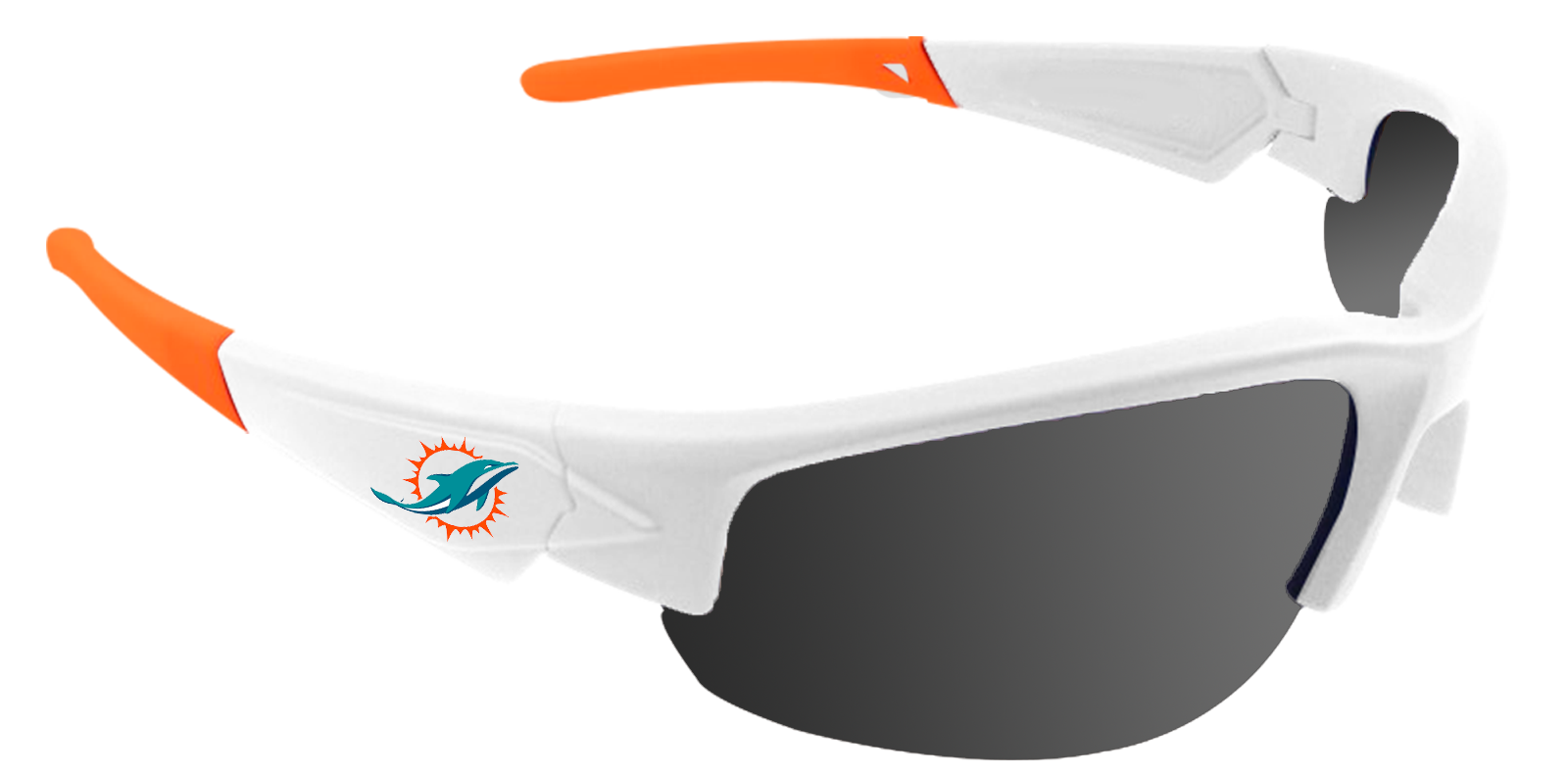 Miami Dolphins Dynasty Raze HD Sunglasses - White with Orange Tips