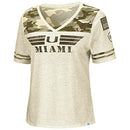 Miami Hurricanes Colosseum OHT Women's Desert Camo V-Neck T-Shirt - Oatmeal