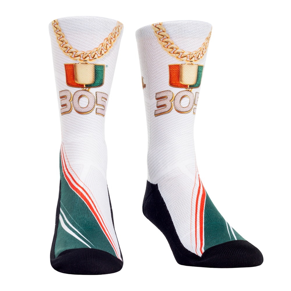 Miami Hurricanes Youth 305 Turnover Chain Pendant Crew Socks