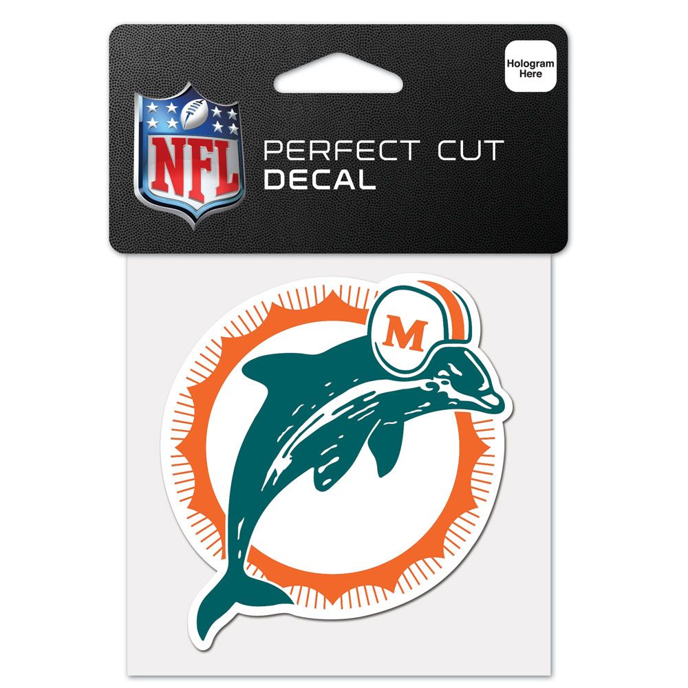 Miami Dolphins Vintage Logo Perfect Cut Decal  4" X 4"