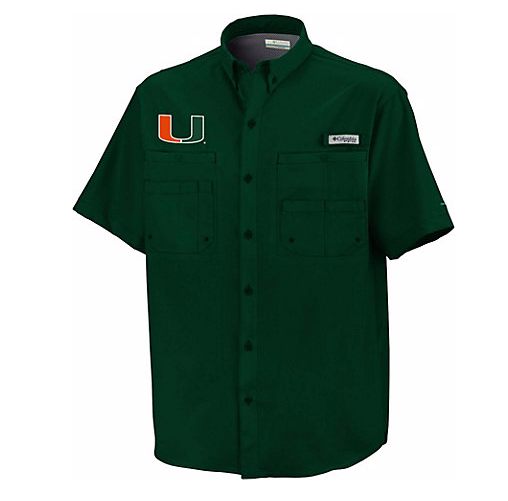 Miami Hurricanes Columbia PFG Tamiami Shirt U Logo - Green
