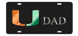 Miami Hurricanes U Dad Front License Plate Tag - CanesWear at Miami FanWear Automobile Accessories Craftique CanesWear at Miami FanWear