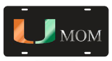 Miami Hurricanes U Mom Front License Plate Tag - CanesWear at Miami FanWear Automobile Accessories Craftique CanesWear at Miami FanWear