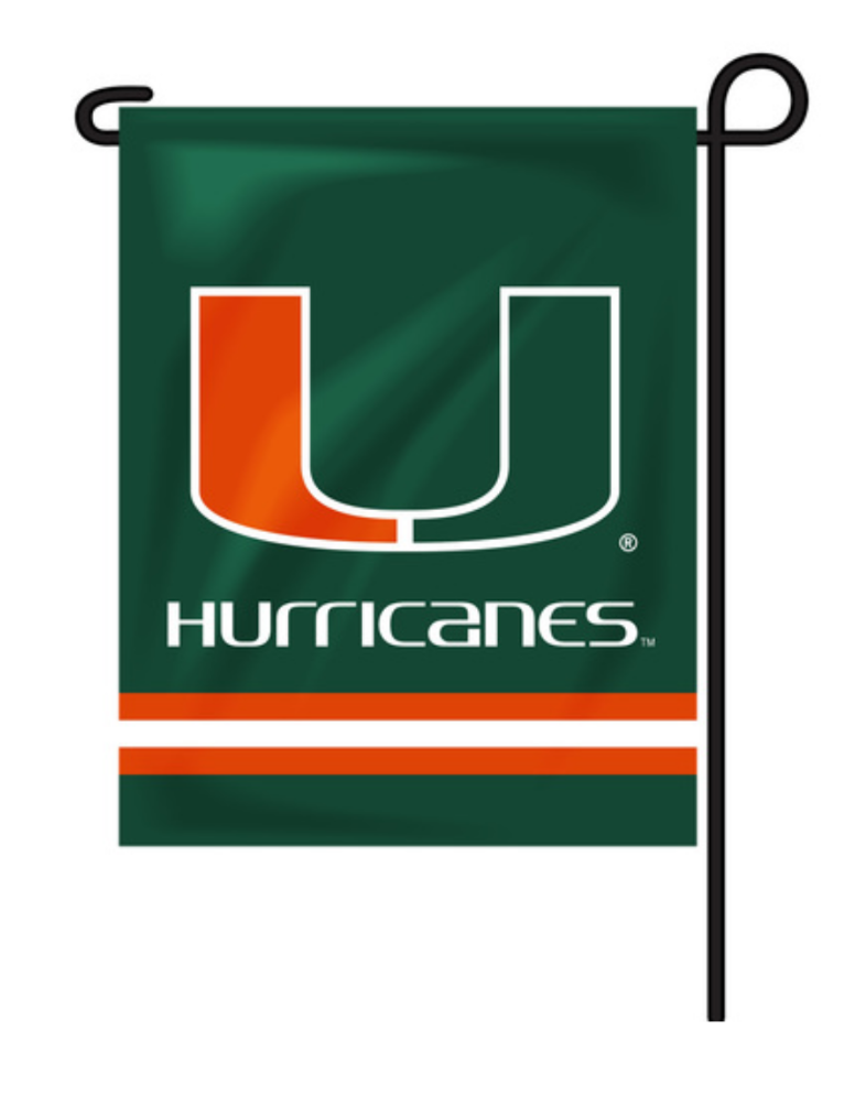 Miami Hurricanes Striped Garden Flag - Green