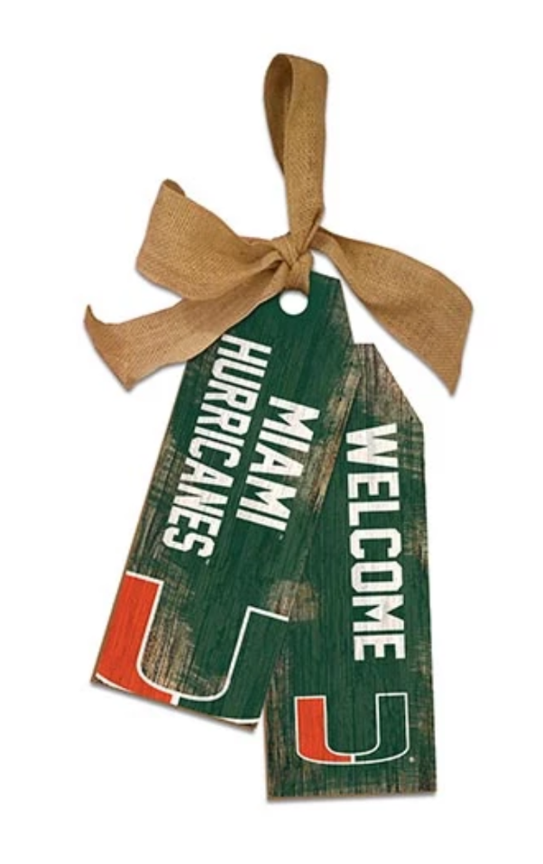 Miami Hurricanes Team Tags Wooden Sign - 12"