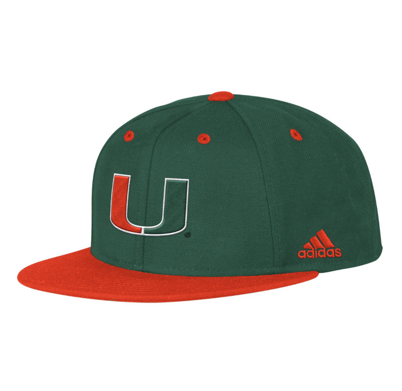 Miami Hurricanes adidas Baseball Fitted Hat - Green