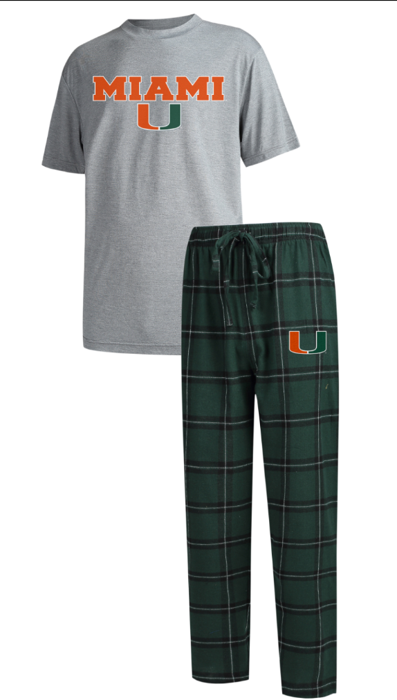 Miami Hurricanes Mens S/S Top & Pant Pajama Sleep Set