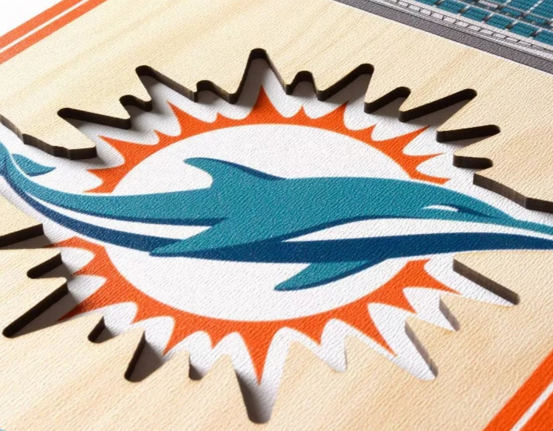Miami Dolphins Hard Rock 3D Stadium View Wood Banner Sign - 6" x 19"