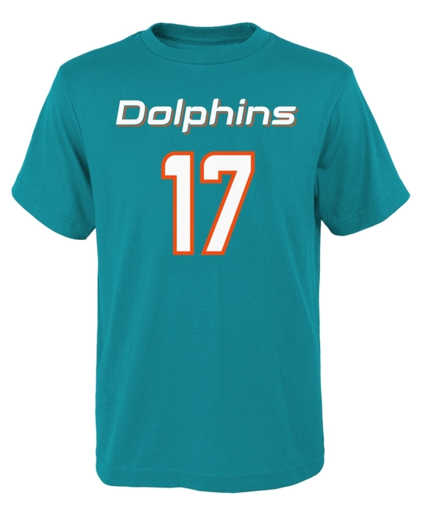 Miami Dolphins Jaylen Waddle Youth Mainliner Player T-Shirt - Aqua
