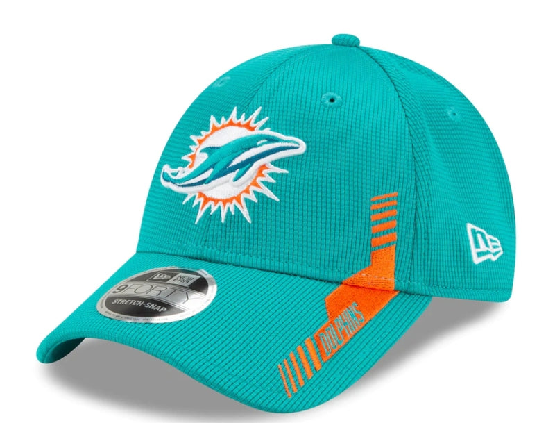 Miami Dolphins New Era 2021 Kids Sideline 9Forty Adjustable Stretch-Snapback Hat - Aqua
