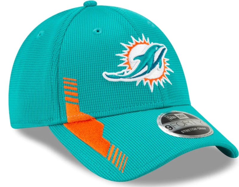 Miami Dolphins New Era 2021 Kids Sideline 9Forty Adjustable Stretch-Snapback Hat - Aqua