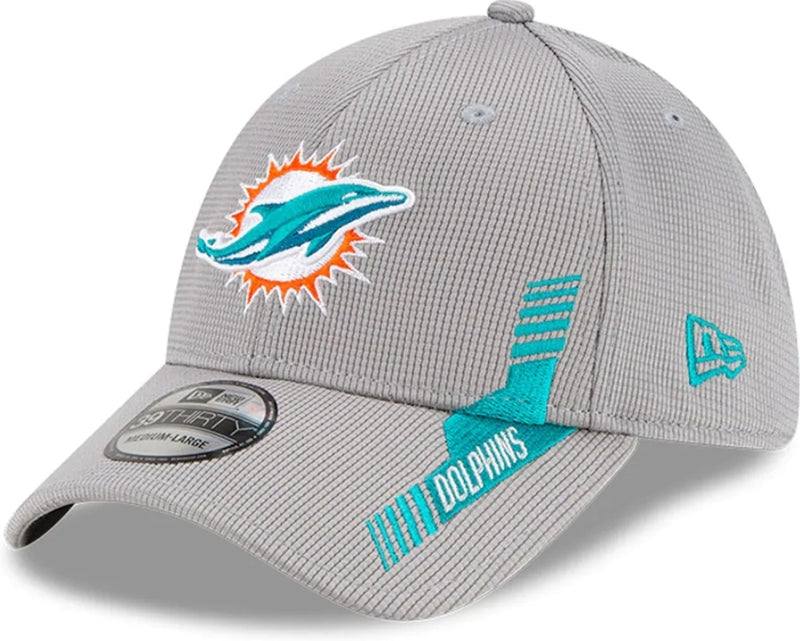 Miami Dolphins New Era Sideline 39Thirty Flex Fitted Hat - Grey