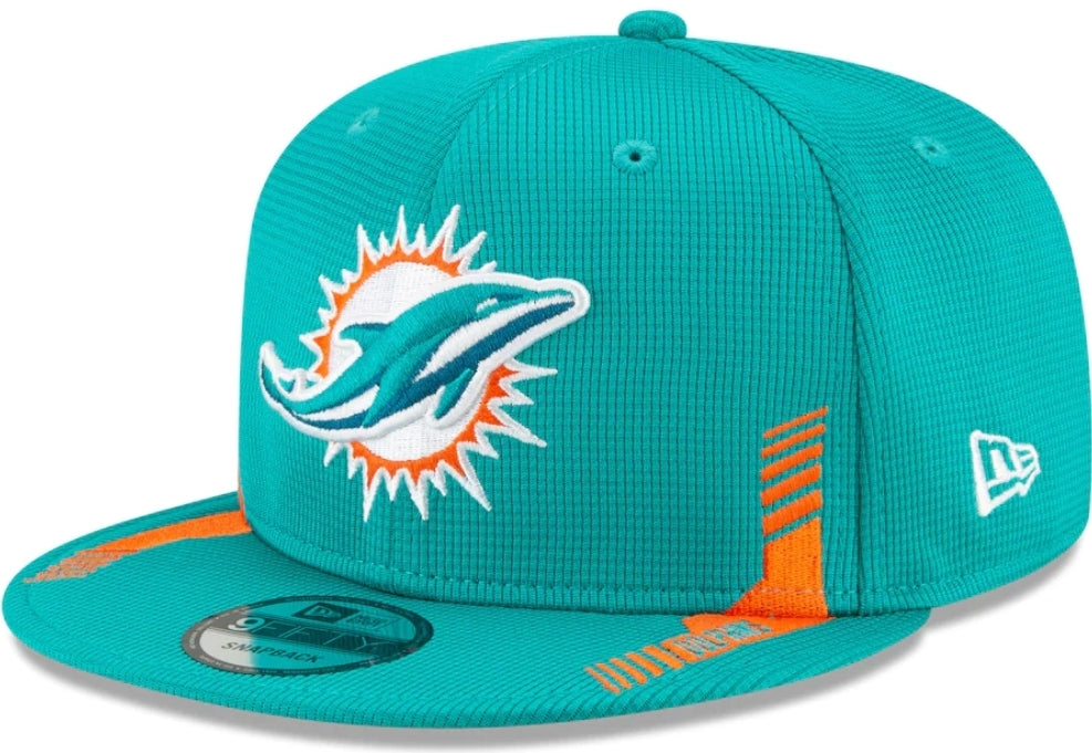 Miami Dolphins New Era 2021 Sideline Home 9Fifty Adjustable Snapback Hat - Aqua