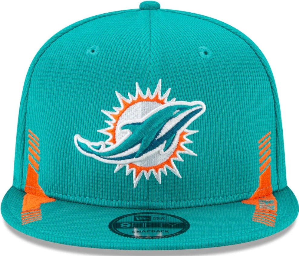 Miami Dolphins New Era 2021 Sideline Home 9Fifty Adjustable Snapback Hat - Aqua