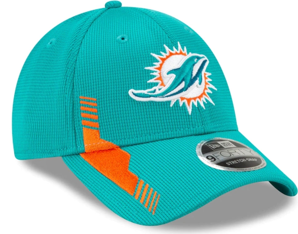 Miami Dolphins New Era 2021 Sideline Home 9Forty Adjustable Snapback Hat - Aqua