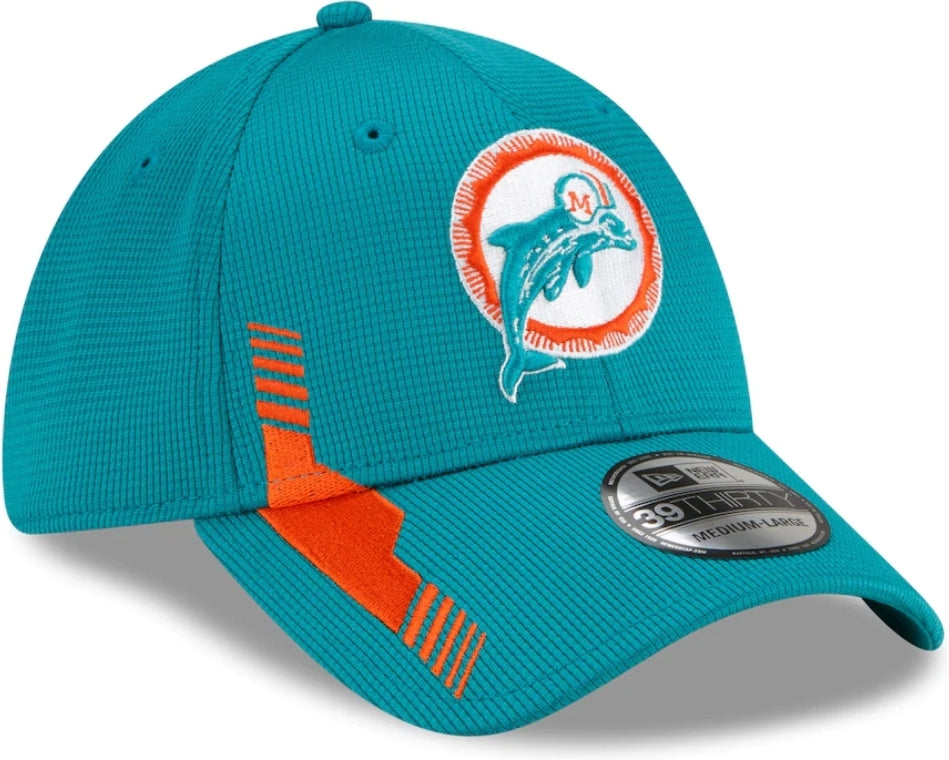 Miami Dolphins New Era Sideline Throwback 39Thirty Flex Fitted Hat - Aqua