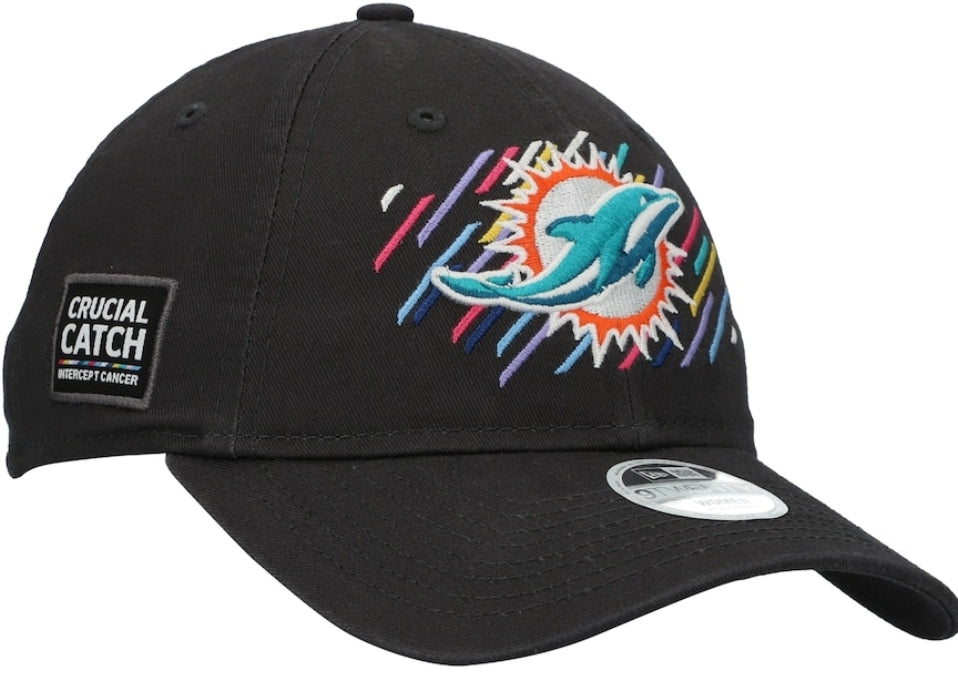 Miami Dolphins Women’s New Era Crucial Catch 9Twenty Adjustable Hat - Charcoal