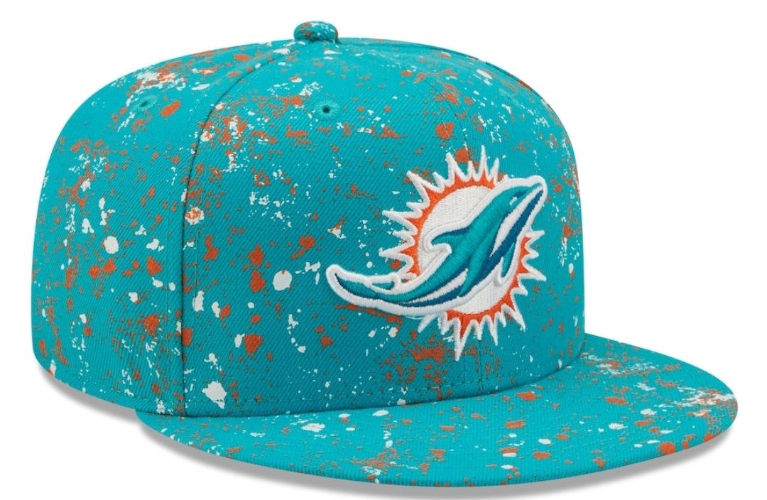 Miami Dolphins New Era 2021 Splatter Paint 9Fifty Snapback Hat - Aqua