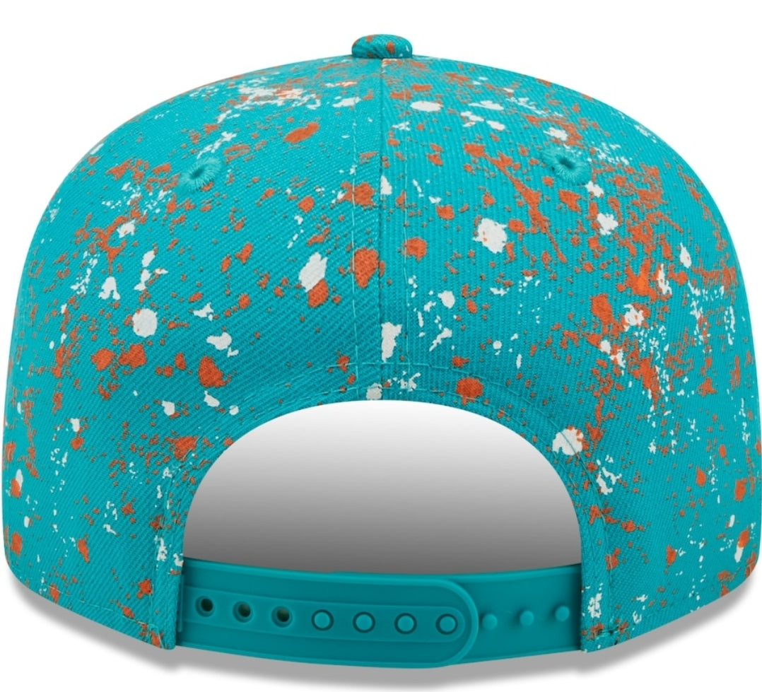 Miami Dolphins New Era 2021 Splatter Paint 9Fifty Snapback Hat - Aqua