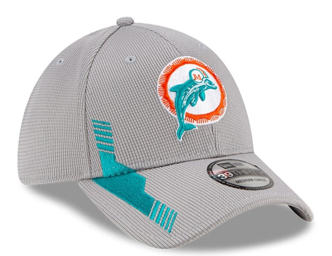 Miami Dolphins New Era Sideline Home Vintage Logo 39Thirty Flex Fitted Hat - Grey