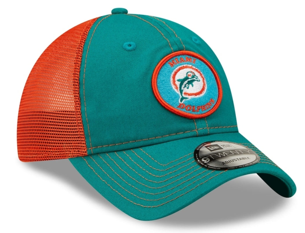 Miami Dolphins New Era Vintage Logo Circle 9twenty Adjustable Snapback Hat