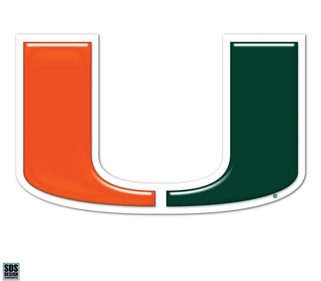 Miami Hurricanes U Logo 25 inch Wall Graphic