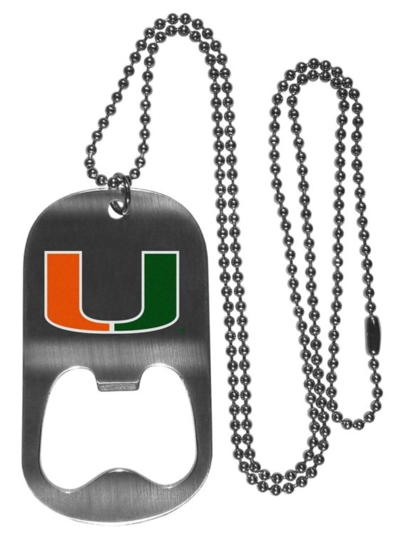 Miami Hurricanes Dog Tag Bottle Opener Keychain