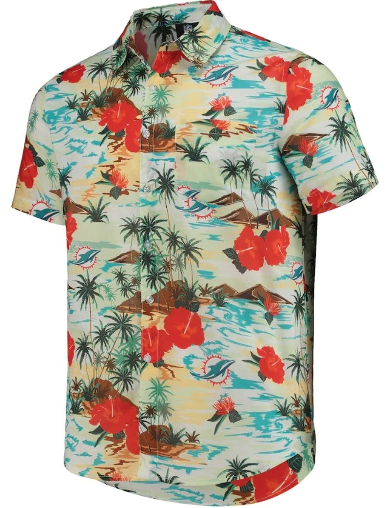 Men's FOCO Cream Miami Dolphins Paradise Floral Button-Up Shirt