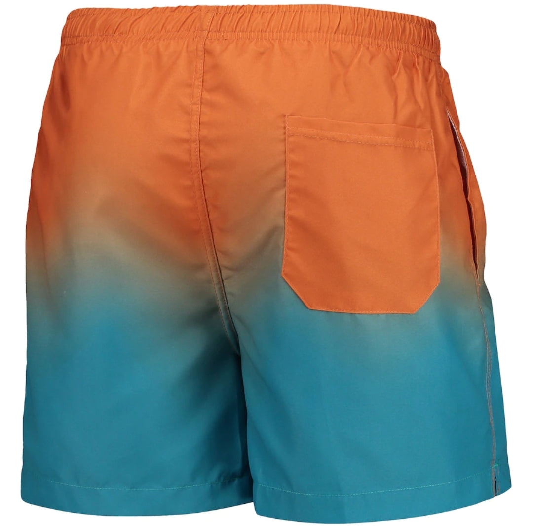 Miami Dolphins FOCO Dip-Dye Swim Shorts - Aqua/Orange