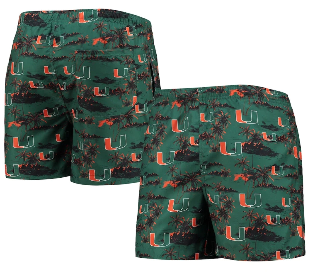 Miami Hurricanes FOCO Island Palm Swim Trunks - Green