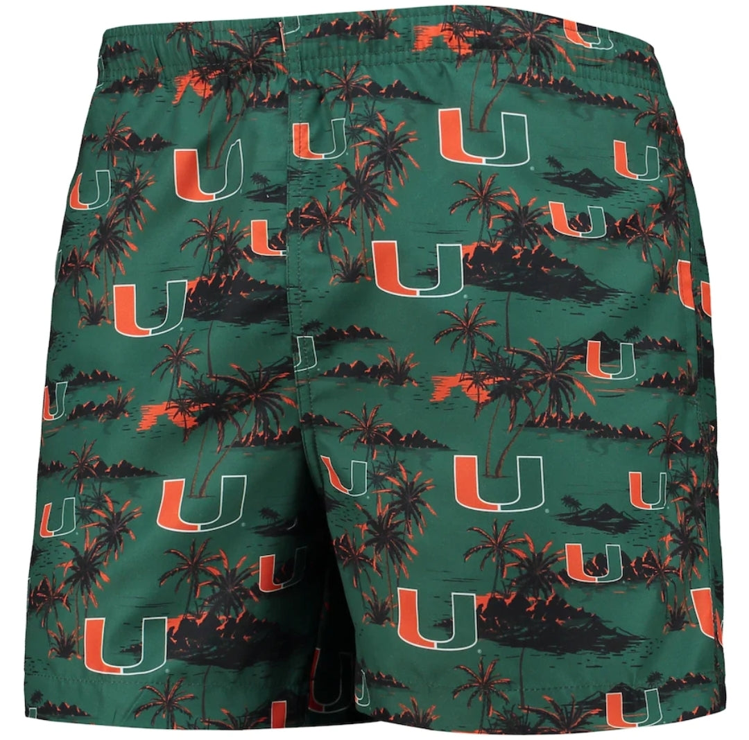 Miami Hurricanes FOCO Island Palm Swim Trunks - Green