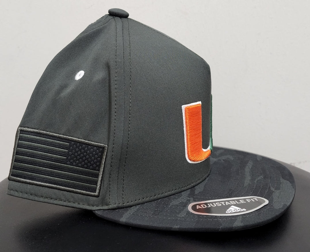 Miami Hurricanes adidas Military Appreciation Flat Brim Snapback Hat