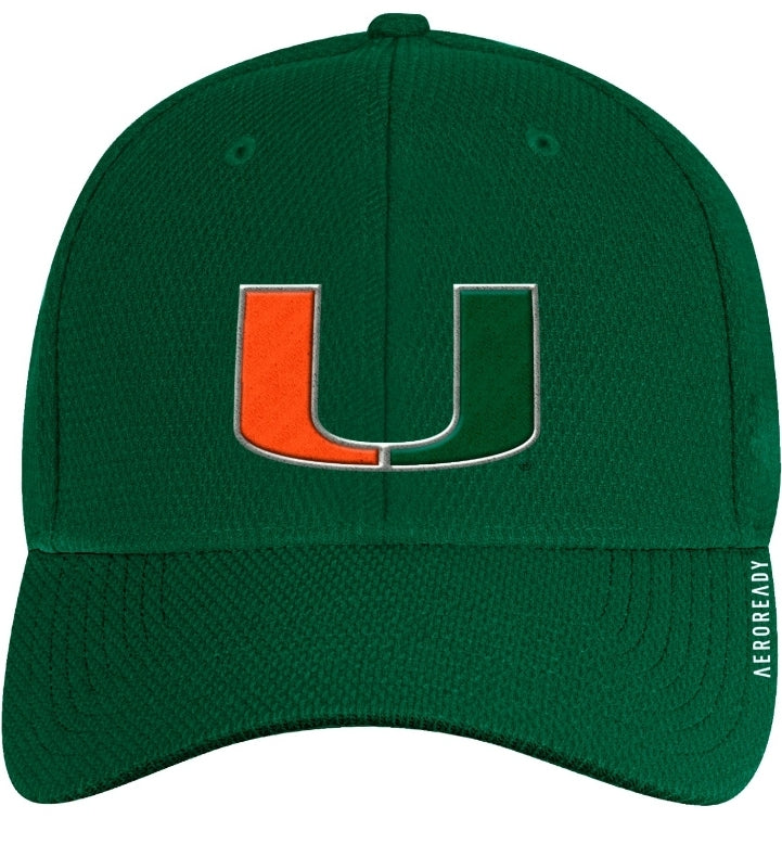 Miami Hurricanes adidas Coaches Structured Stretch Fit Hat- Green