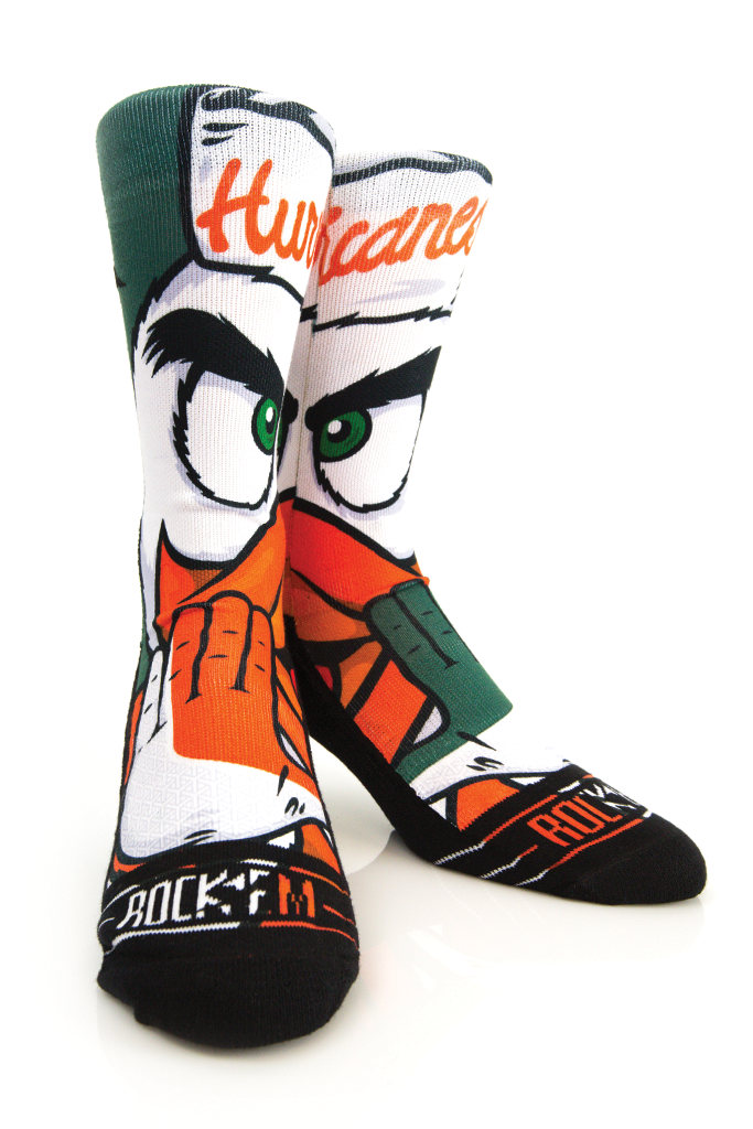Miami Hurricanes Rock'em Sebastion Socks - CanesWear at Miami FanWear Footwear Rock'em CanesWear at Miami FanWear