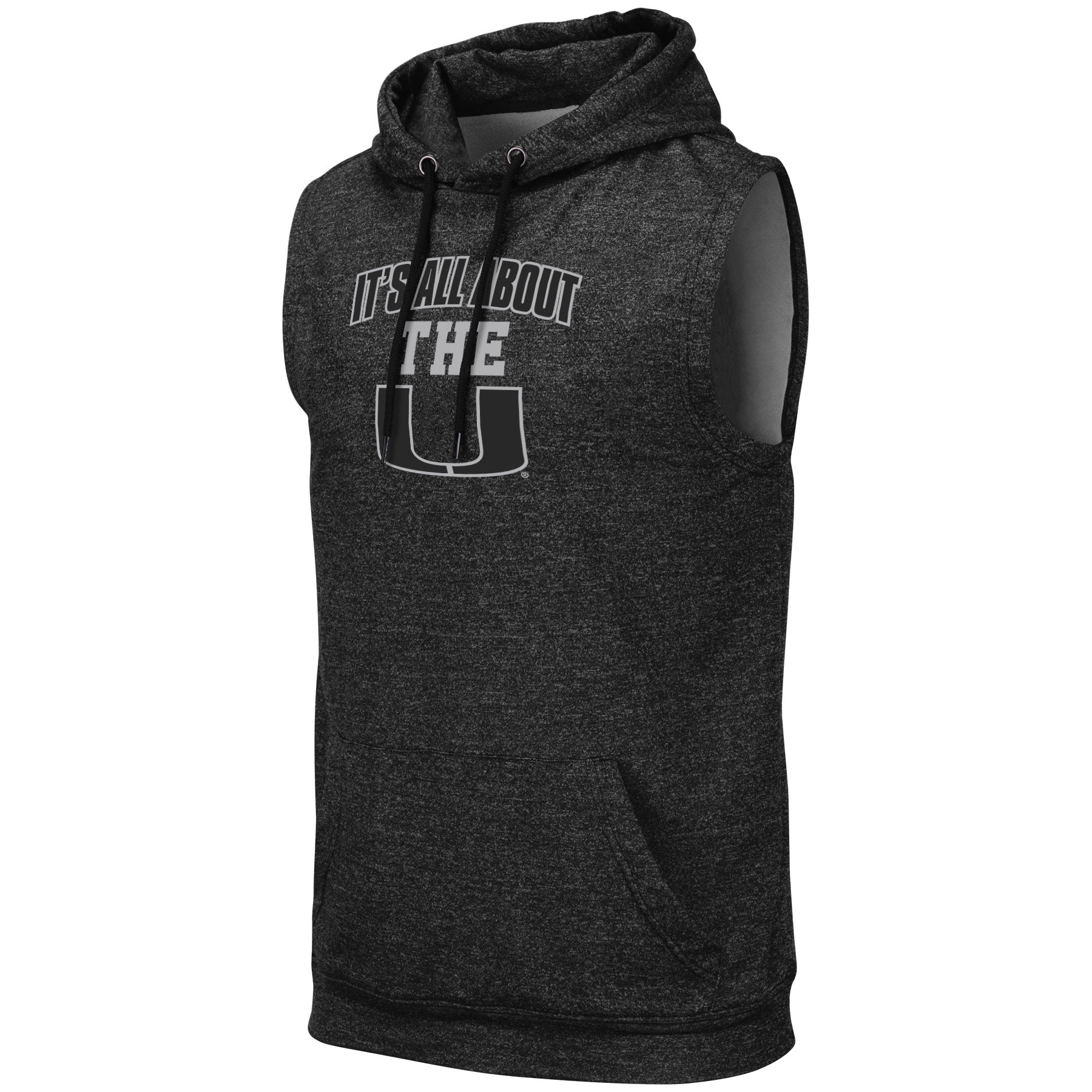 Miami Hurricanes Colosseum Men's Sleeveless Hoodie- It's All About The U - Charcoal/Black