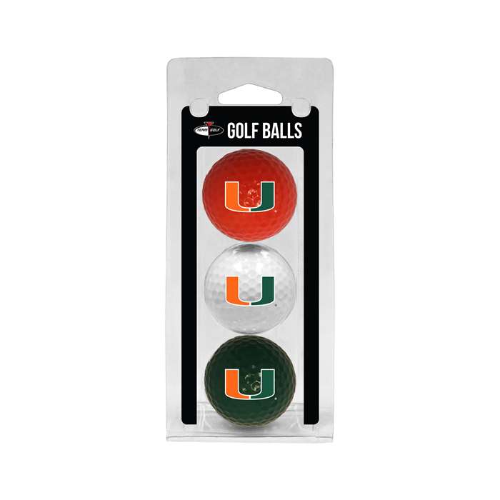 Miami Hurricanes 3 Pack Golf Balls Muli Colored