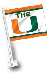 Miami Hurricanes White with The U & stripes Car Flag