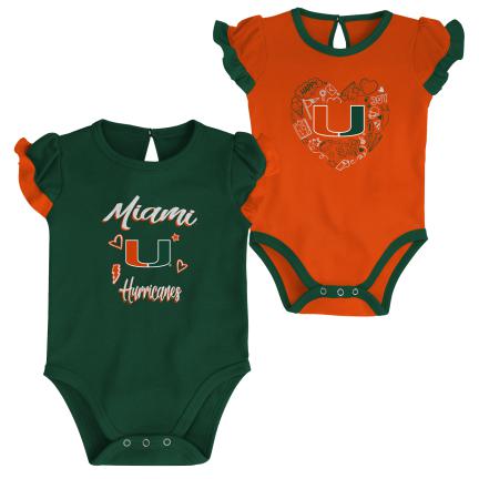 Miami Hurricanes Infant Girls Too Much Love 2 Piece Creeper Set