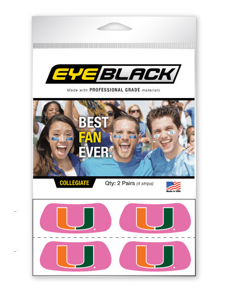 Miami Hurricanes Eye Black with U Logo Set of 4 - CanesWear at Miami FanWear Tailgate Gear Eye Black CanesWear at Miami FanWear