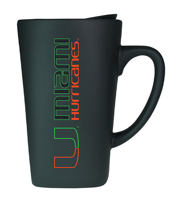 Miami Hurricanes Miami Nights Soft Touch 16 oz. Ceramic Mug w/Lid - Black