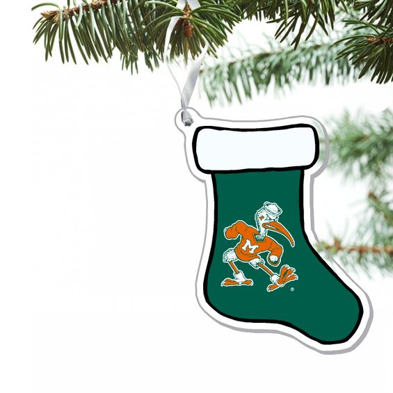 Miami Hurricanes Christmas Stocking Clear Acrylic Ornament
